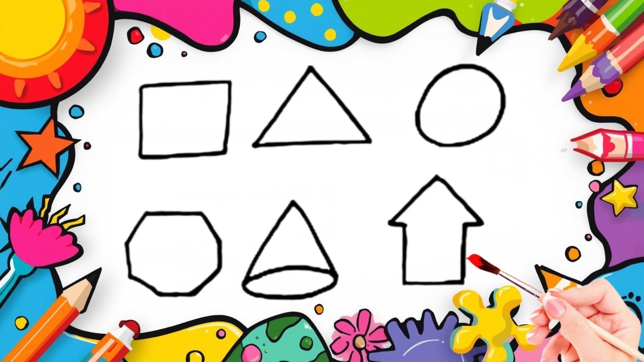 How To Draw cute Shapes  Drawing, Painting & Coloring For Kids and Toddlers_🌈🎨 🐋