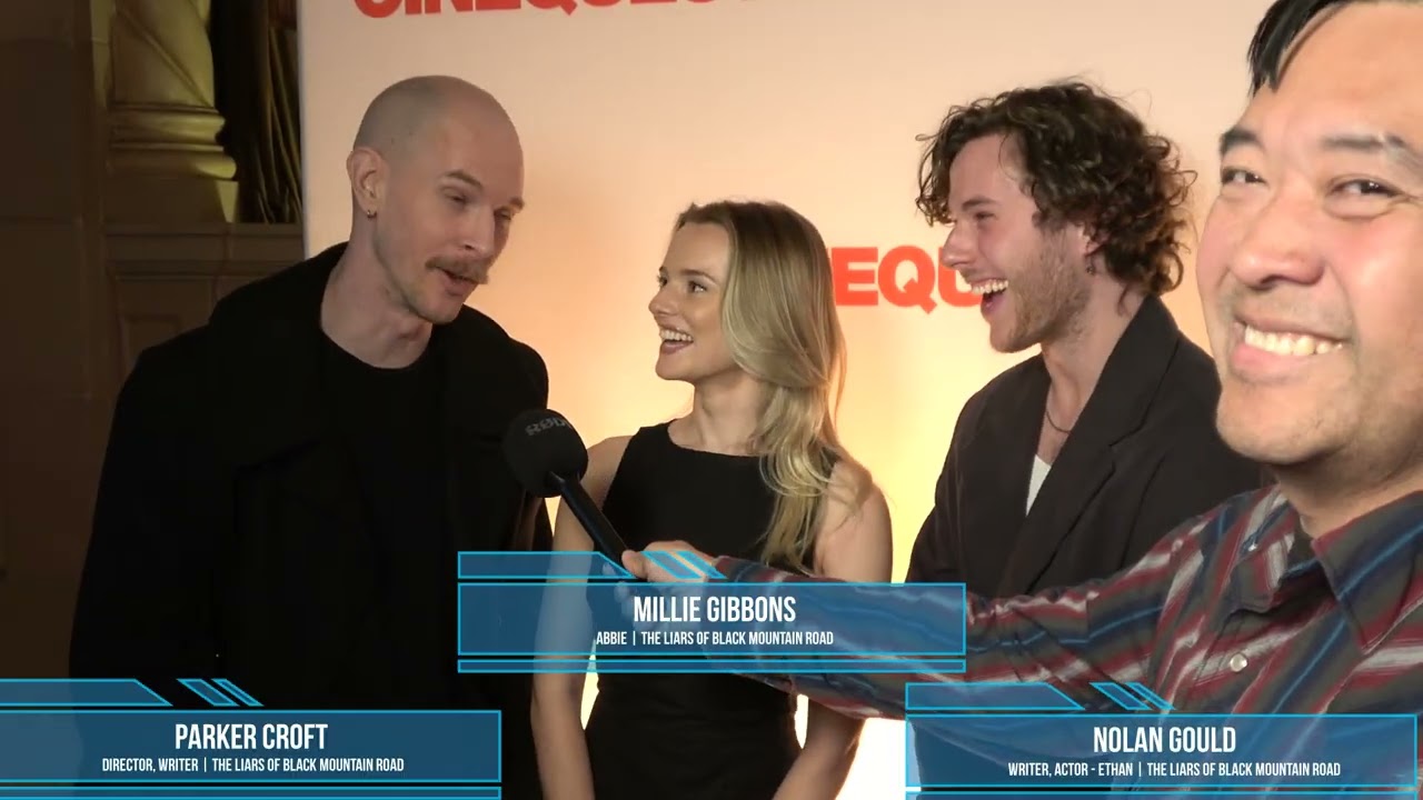 Parker Croft, Millie Gibbons, and Nolan Gould Carpet Interview for The Liars of Black Mountain Road