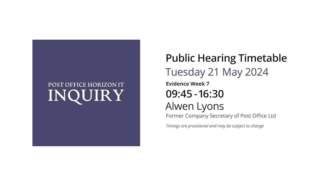 Alwen Lyons   Day 141 AM 21 May 2024   Post Office Horizon IT Inquiry