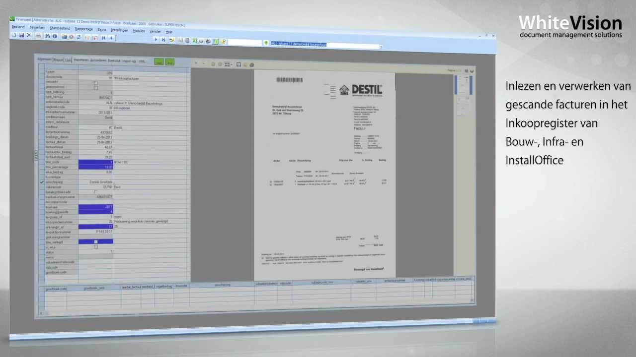 WhiteVision inkoopfactuurverwerking voor BouwOffice InfraOfffice en InstallOffice