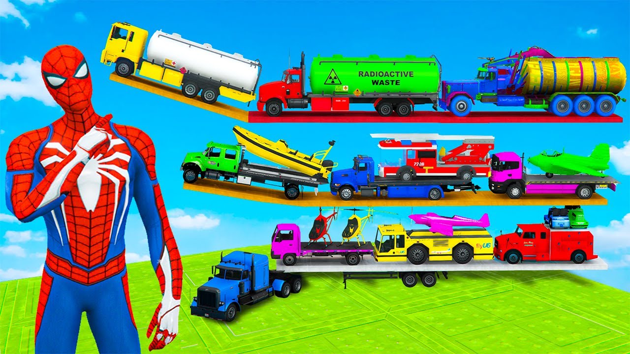 GTA5 Online We In a Mission to Transport Awesome Vehicles With Spiderman Team - Yellow Car #15