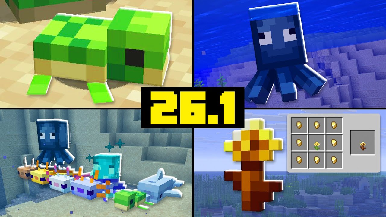 MINECRAFT 26.1 - NOVA FLOR DOURADA e MAIS MOBS FILHOTES ADICIONADOS! MUITAS NOVIDADES!