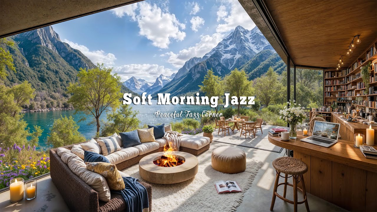 Peaceful Lakeside Outdoor Ambience | Soft Morning Jazz Music With Nature Therapy For Work & Study