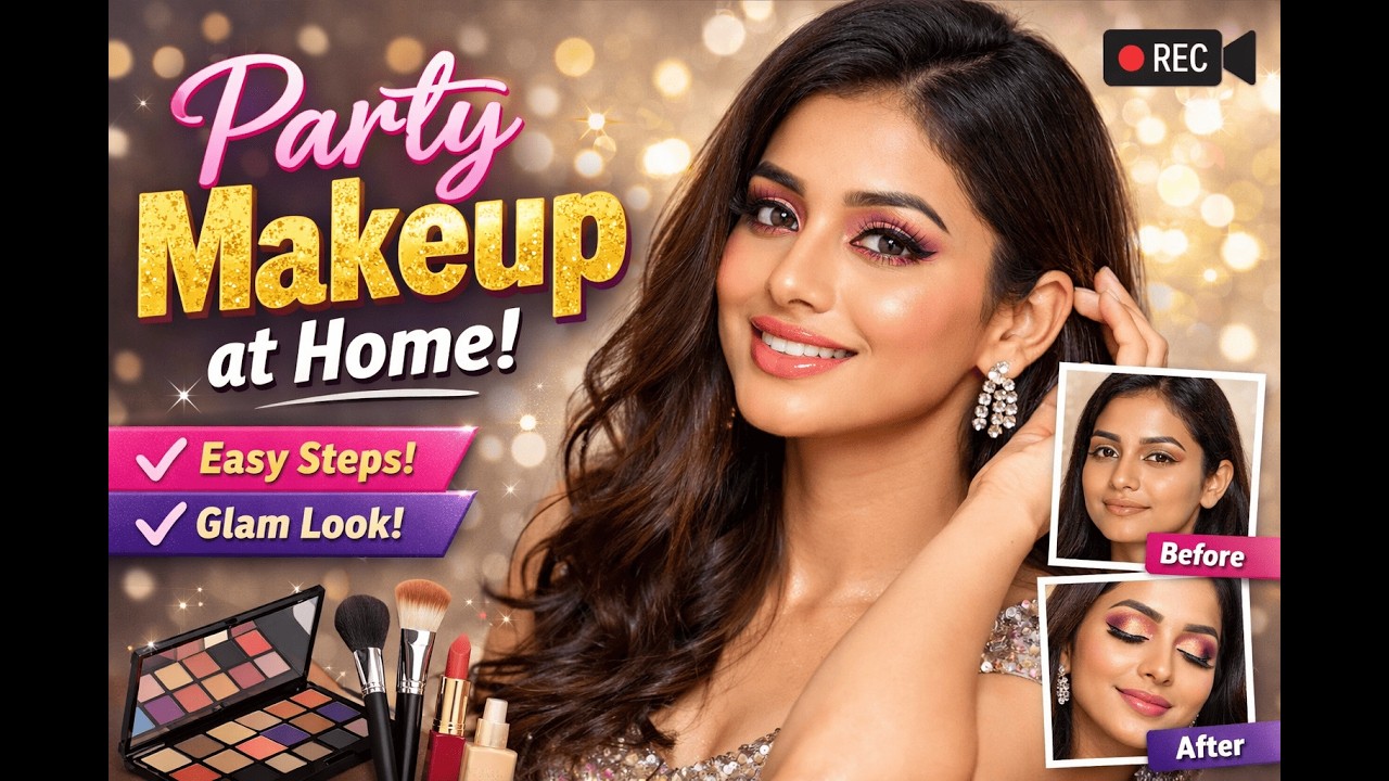 Party Makeup at Home 💃 | Easy Steps for makeup|#makeuptutorial |#partytime |#partymakeuplook
