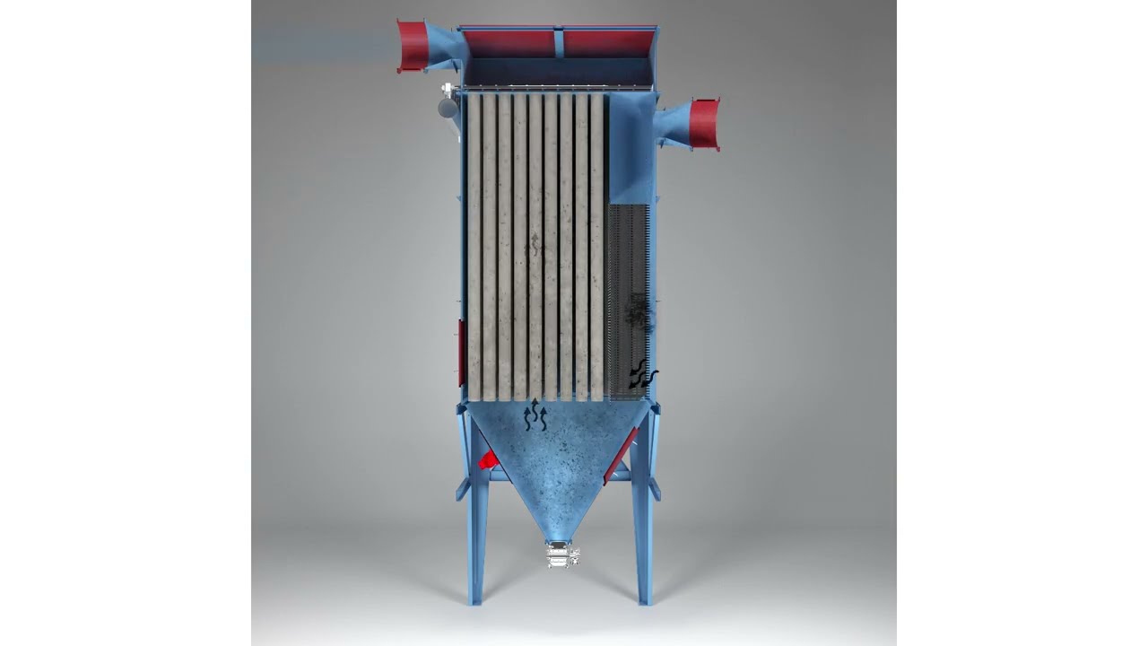 Animation of the Pulse Jet Baghouse Operation for air dust collection. Model: Blizzard BIG Pulse