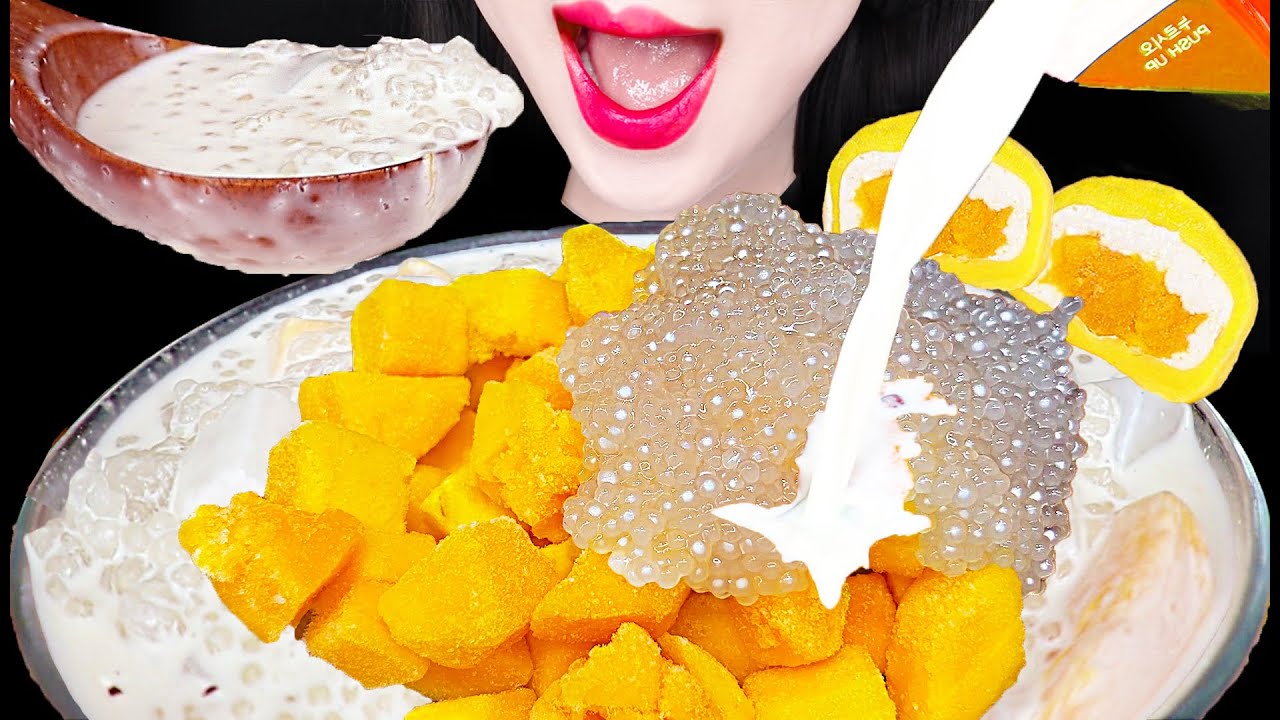 ASMR MANGO SAGO *RECIPE 망고사고 레시피 먹방, 사고펄 삶는 방법 MUKBANG, EATING