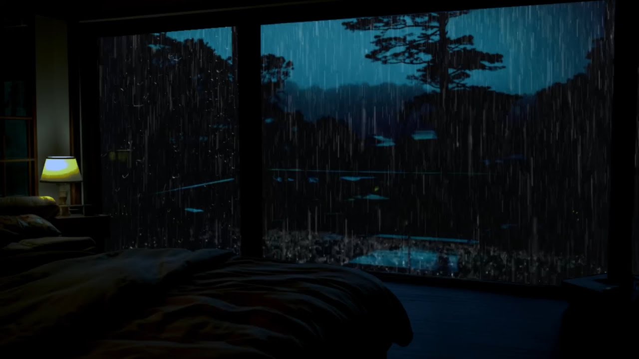 Rain Sounds in a Dark Bedroom (No Ads)Relaxing Ambience for Deep Sleep, Focus,and Meditation