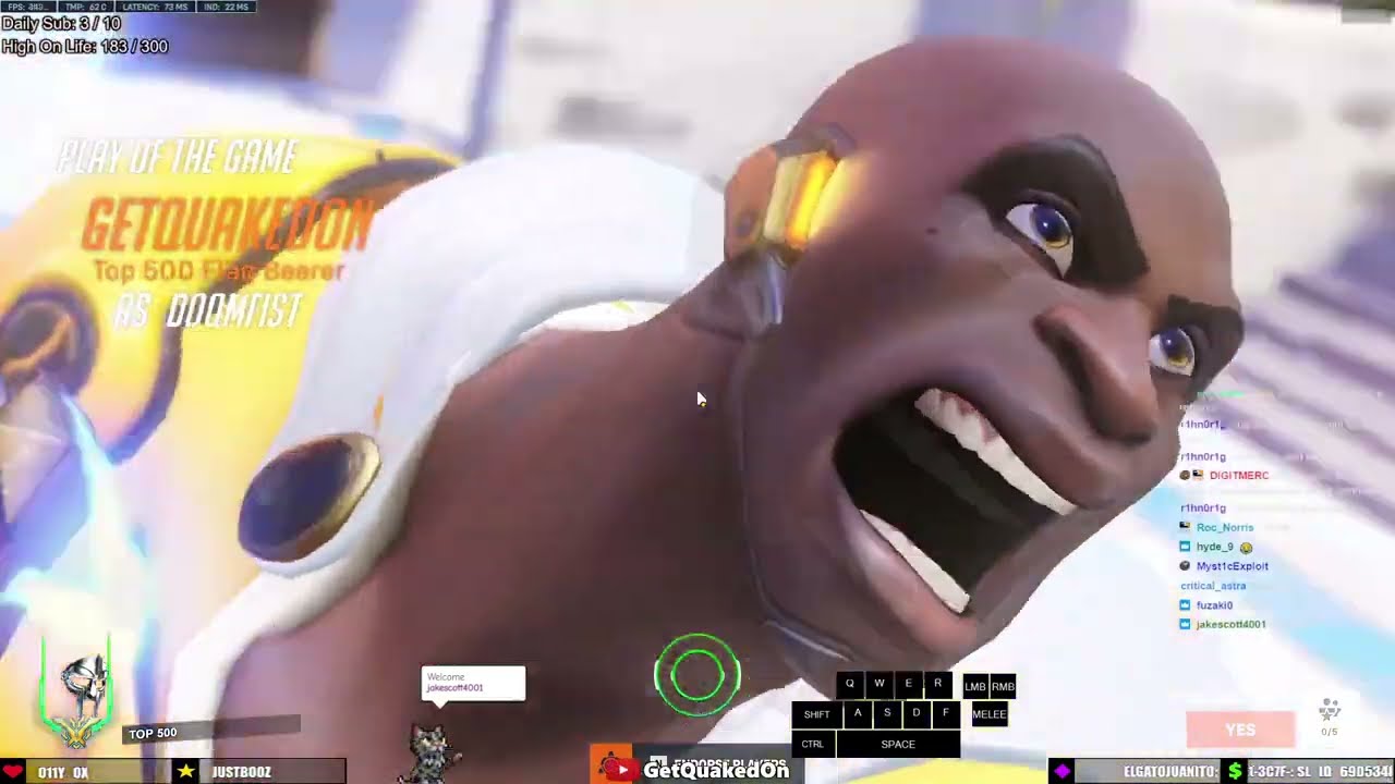 POTG! GETQUAKEDON NEW DOOMFIST ONE PUCH MAN SKIN SAITAMA - GetQuakedOn Doomfist Gameplay Season 3