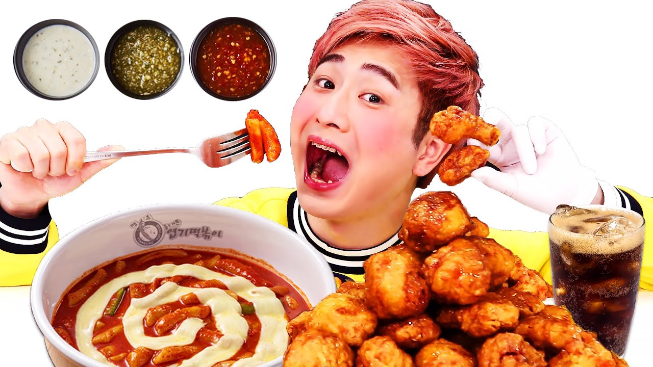 Tteokbokki Honey Fried Chicken 떡볶이 허니콤보 치킨🍗 LuckyKangi Mukbang 럭키강이 먹방