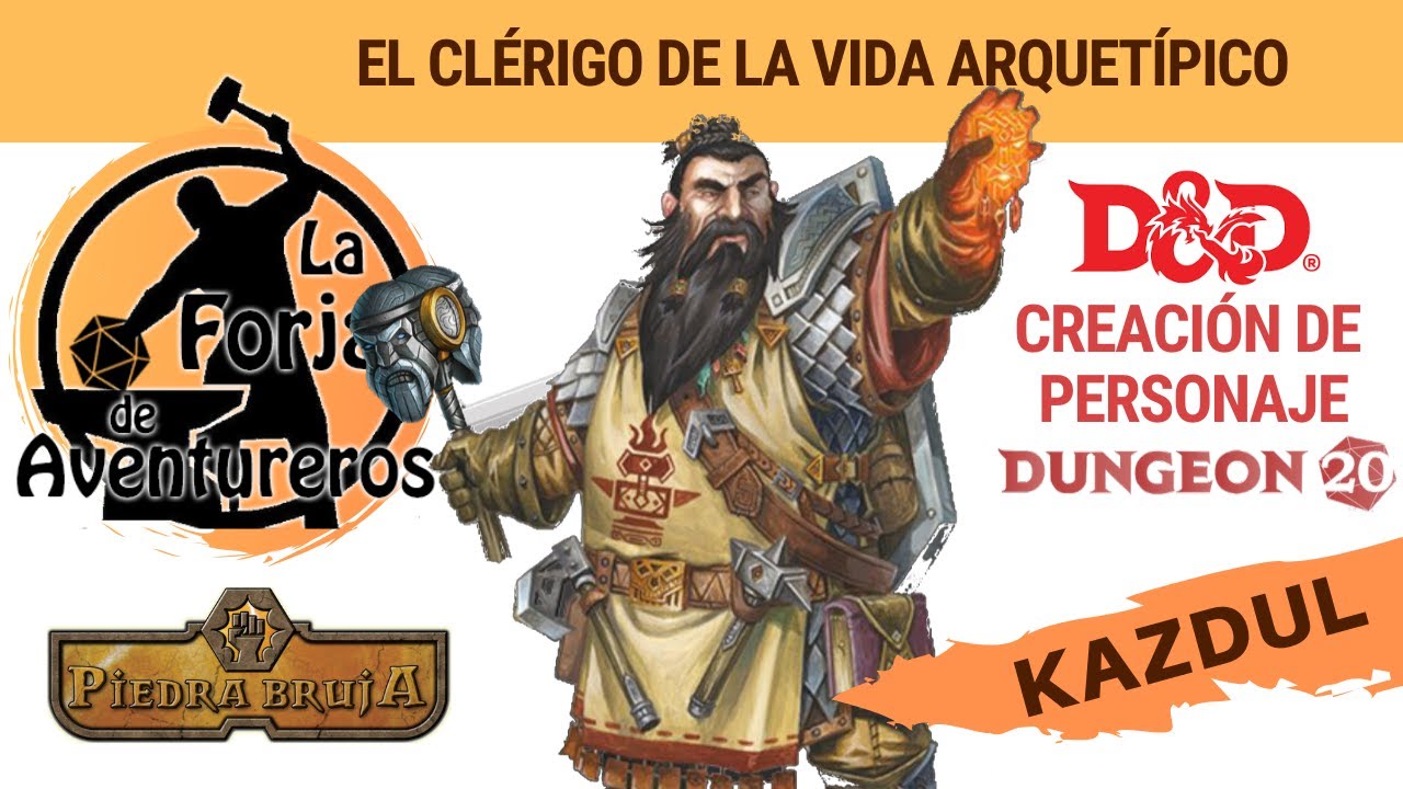 D&D español 5e - El mejor sanador. Enano Clérigo de la Vida para Dungeons and Dragons. Dungeon 20