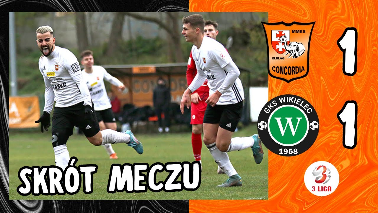 [SKRÓT MECZU] 17 kolejka III ligi: Concordia Elbląg - GKS Wikielec 1:1 (18.11.2023)