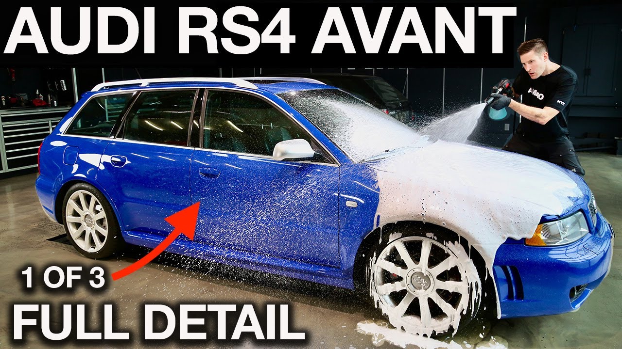 Первая мойка Audi RS4 Avant Wagon РЕДКИЙ Nogaro Blue, полная детализация!