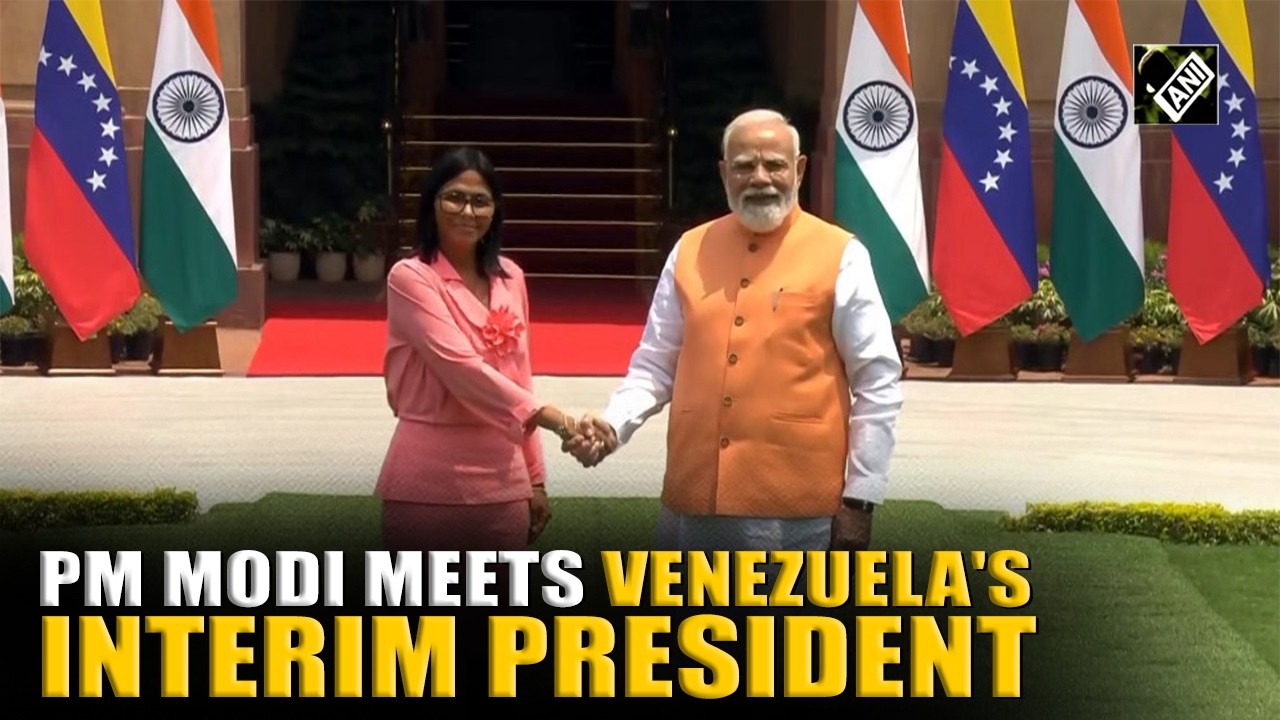 Prime Minister Narendra Modi meets Venezuela Acting President Delcy Elo&iacute;na Rodr&iacute;guez G&oacute;mez in Delhi