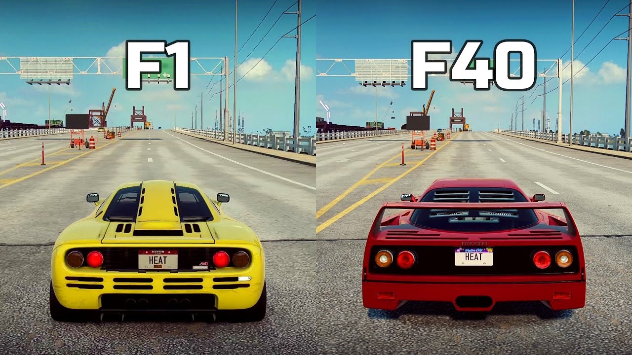 NFS Heat: McLaren F1 vs Ferrari F40 - Drag Race