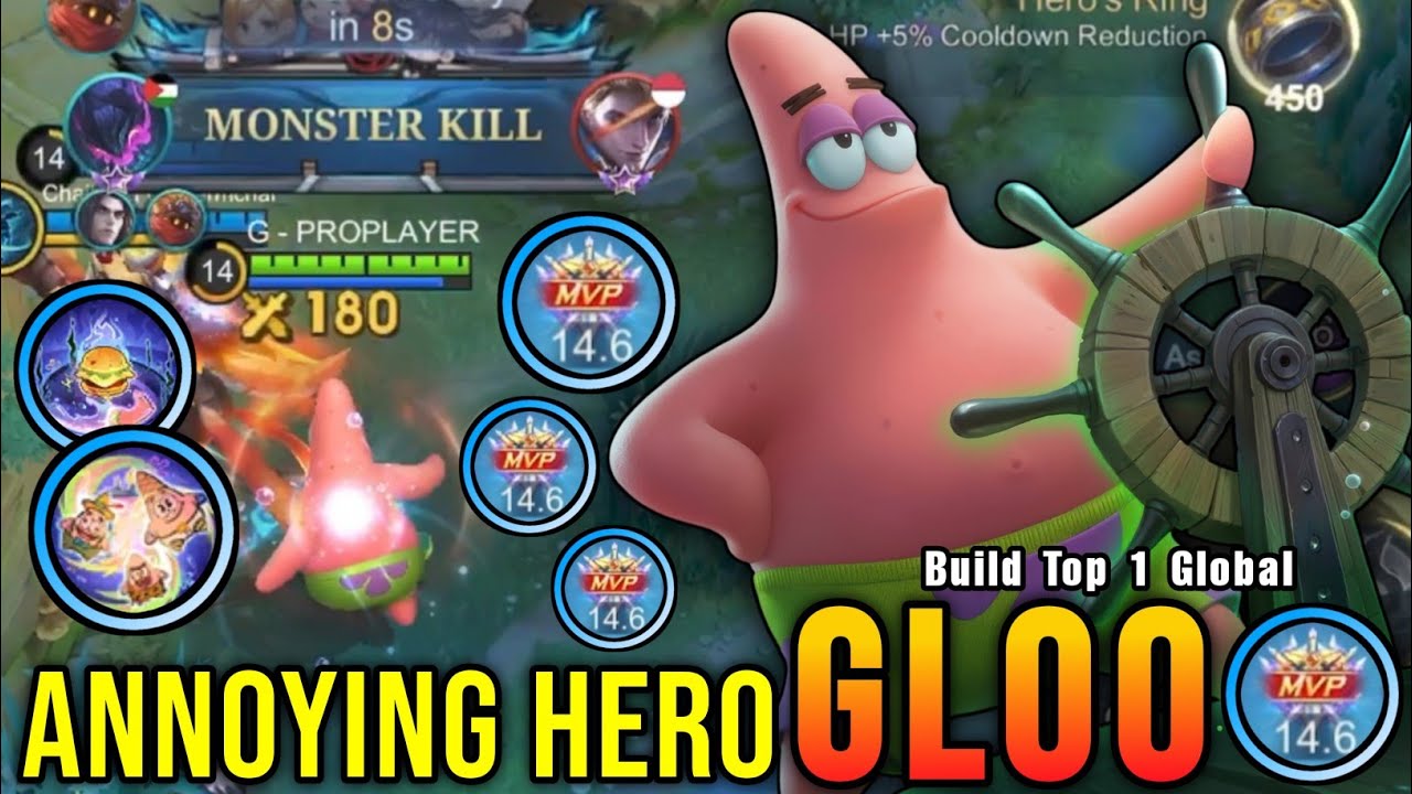 100% ANNOYING!! Monster Gloo MVP 14.6 Points!! - Build Top 1 Global Gloo ~ MLBB