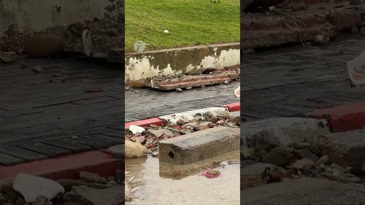 قوة الأمواج والأمطار الغزيرة في مالاباطا طنجة تقتلع رصيفا وترمي حجارته بعيدا