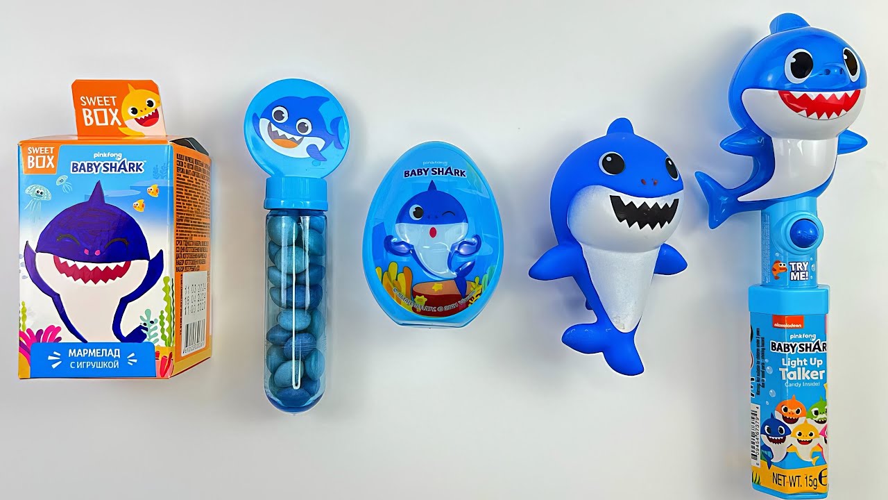 my favorite ASMR Candy💙Egg Surprise Lollipop Chocolates & Toys Unpacking | Baby Shark