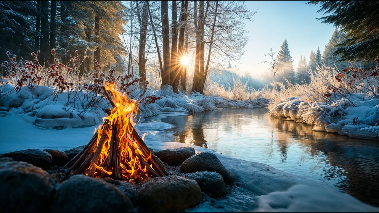 A Silent Morning in the Forest 🌅🔥 Winter Campfire Atmosphere