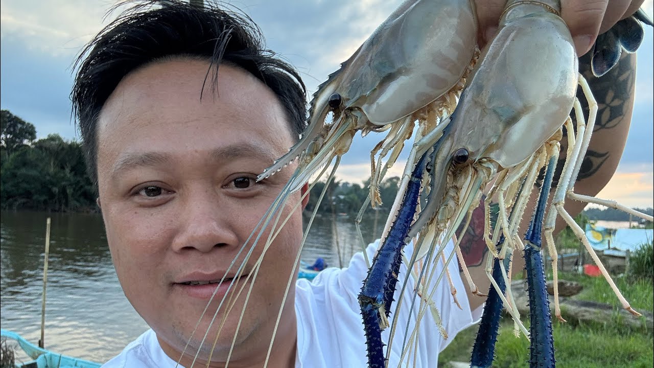 SINGGAH MAKAN DI PEKAN TATAU // SUASANA PETANG DI WATERFRONT // UDANG GALAH HASIL PANCING // 