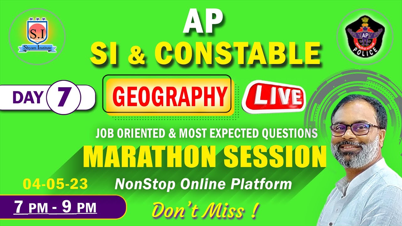AP SI & CONSTABLE | GEOGRAPHY | LIVE MARATHON | #shyaminstitute