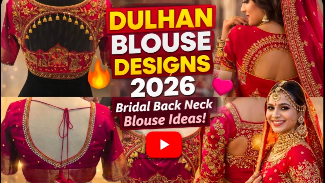 Dulhan blouse design 2026 bridal back neck blouse design #blouse 