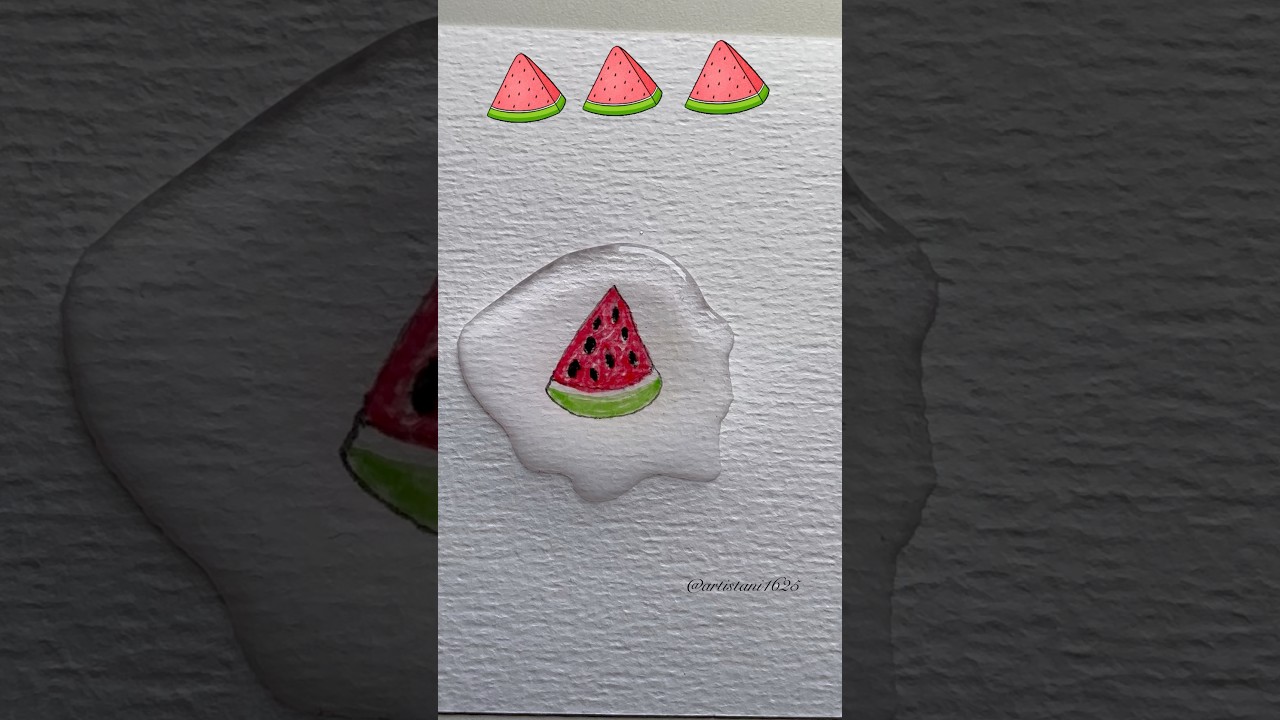 Easy watermelon 🍉 drawing | kids easy art  #art #shorts #easydrawing #drawing  #watermelon #kids