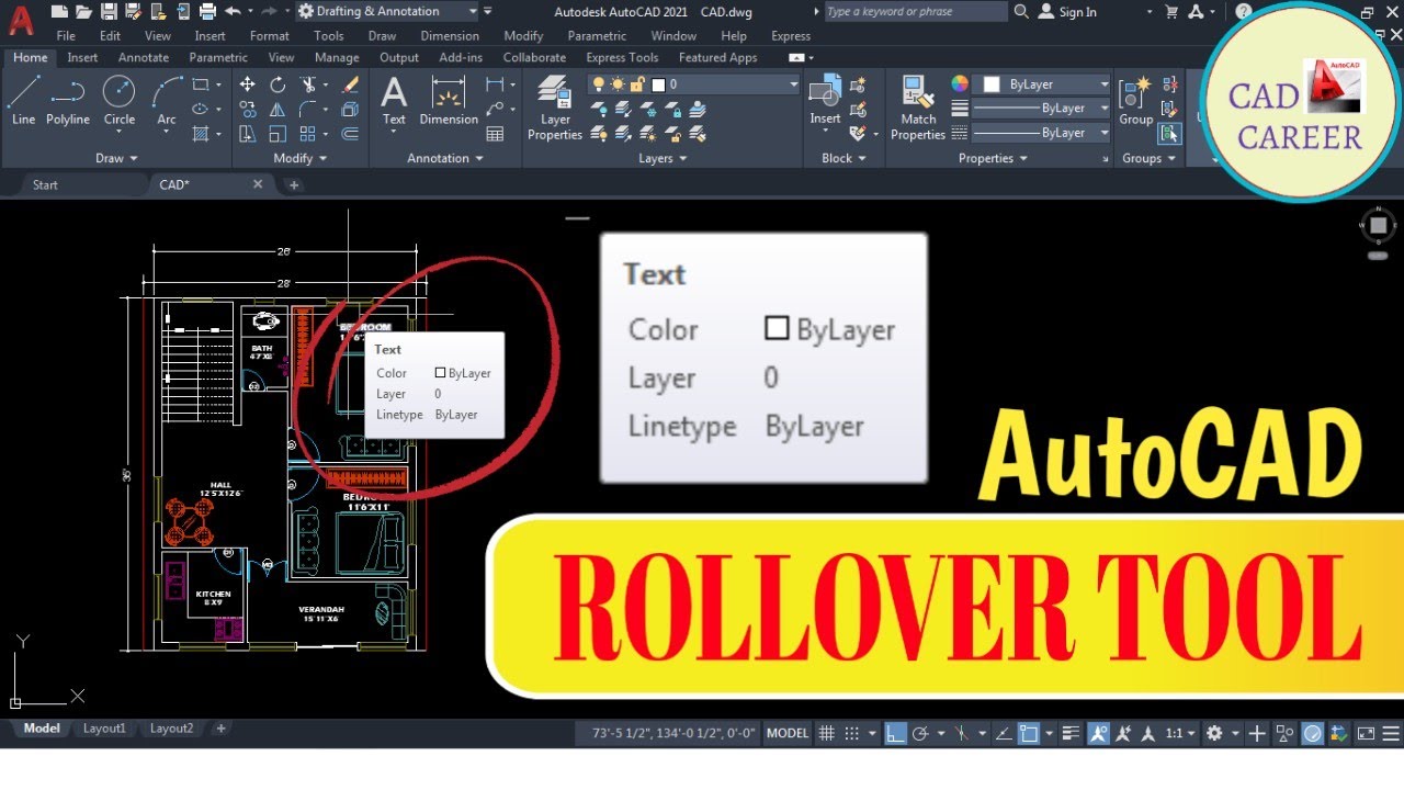HOW TO ENABLE ROLLOVER TOOLTIPS IN AUTOCAD | AutoCAD Tutorial For Beginner