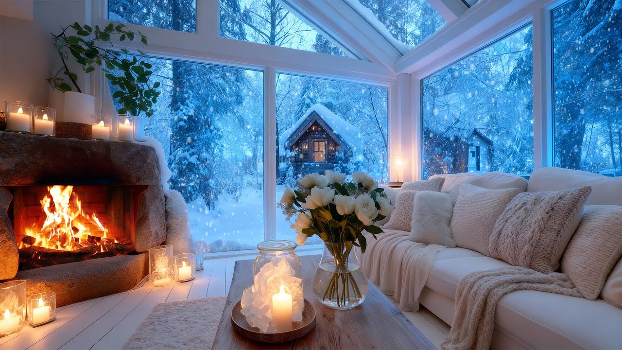 BEAUTIFUL WINTER JANUARY ❄️ Cozy White Snow Room 🔥 Calm Piano for Deep Relaxation & Stress Relief