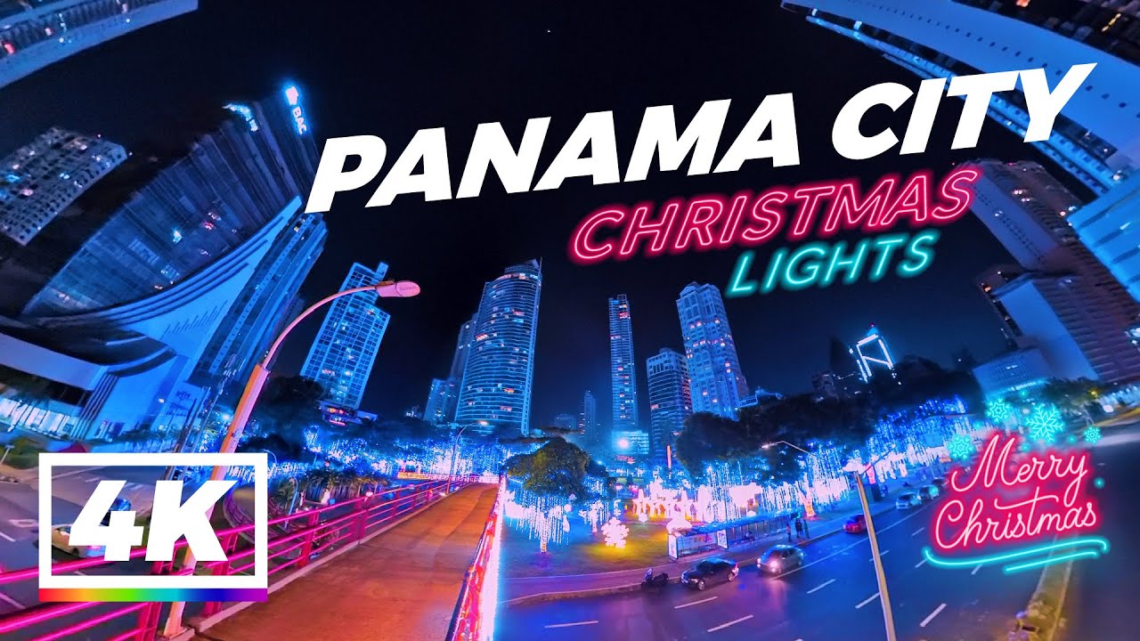 🇵🇦 Christmas lights at Parque Urraca & Calle Uruguay, Panama City 4k