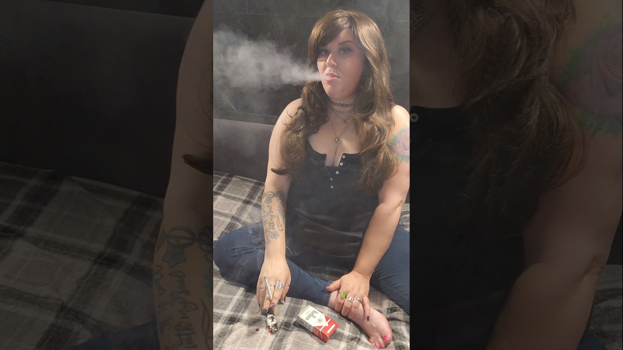 #smoking a #marlboro #red #100 #smokingvideo #subscribe #tattoo #piercings #cigarette #smokeshow