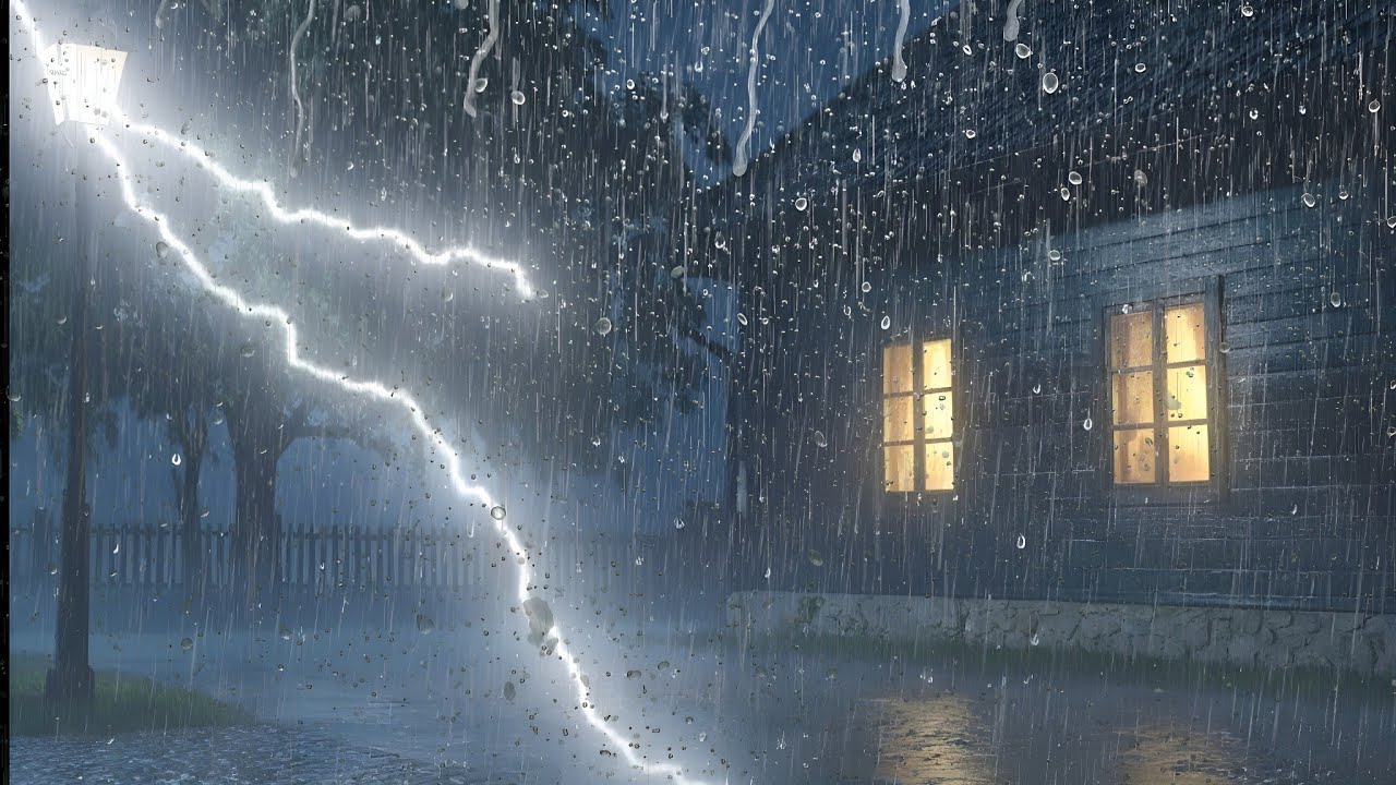 Heavy Rain & Thunderstorm Ambience (8 Hours, No Ads) 🌙 For Deep Sleep
