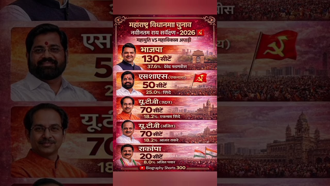 Maharashtra Election 2026 Opinion Poll: BJP 130+ Mahayuti vs MVA Shocking Results: #ytshorts #shorts