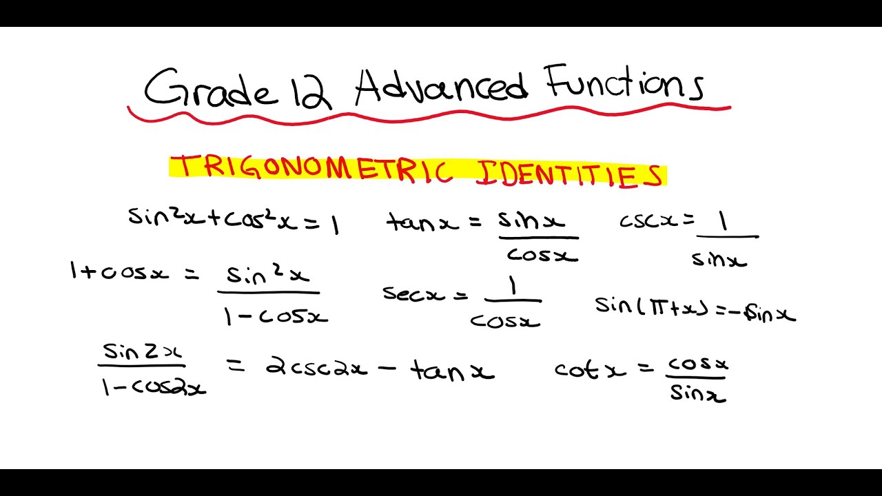 MHF4U - Advanced Functions - Trigonometric Identities