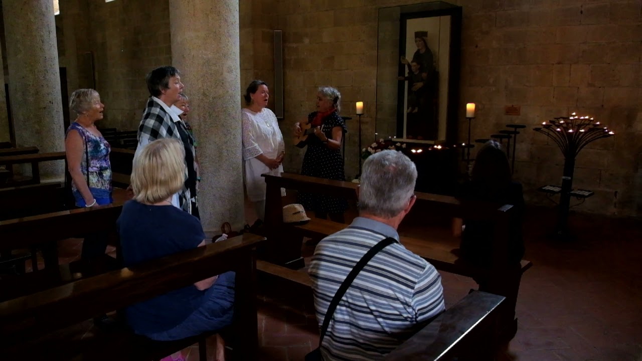 Kavisha Mazzella  AM leads Cantiamo Choir in ancient Italian Abbey Sant Antimo 2018