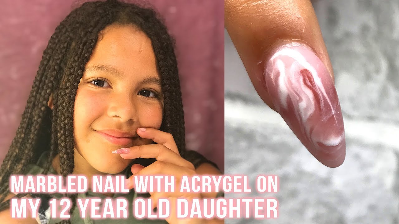 12 YEAR OLD GETS MARBLED ACRYGEL NAIL!