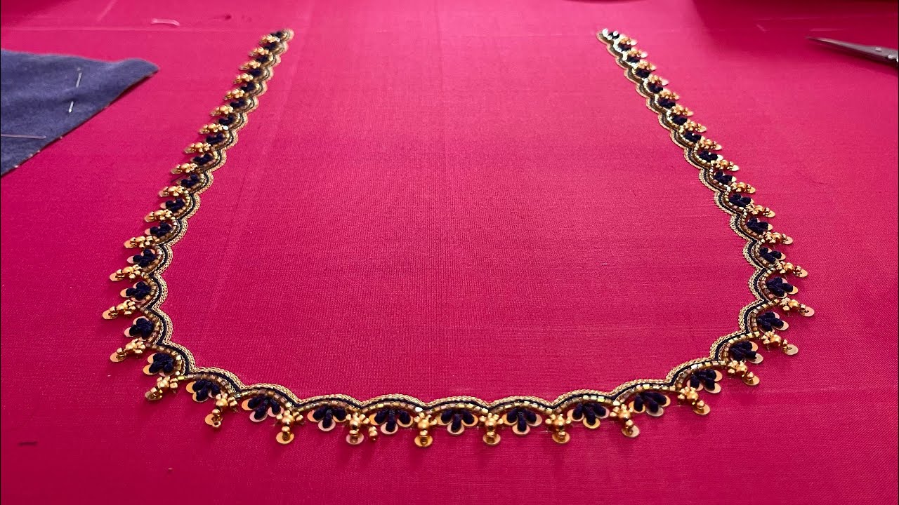 Simple Aari work Blouse Design || Sequence Design || Knot work with Sequence