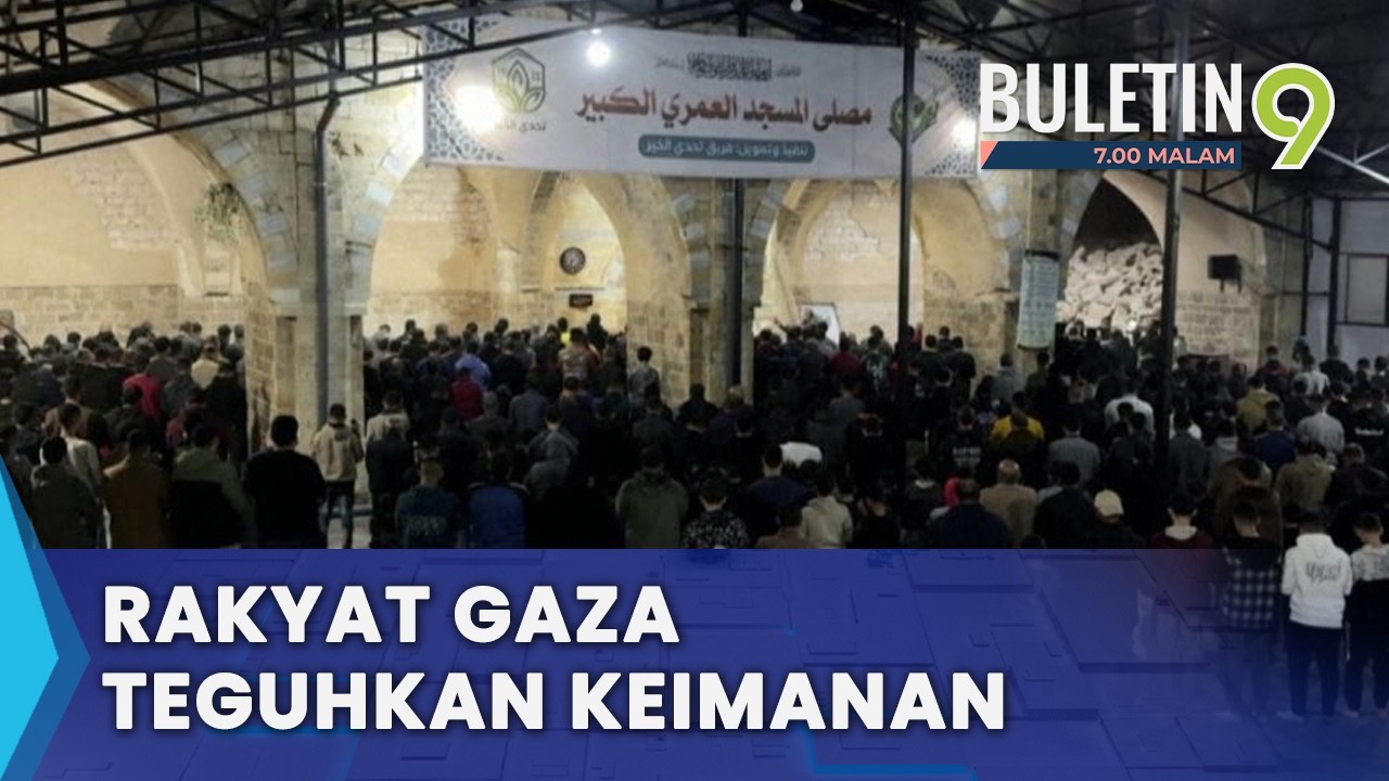 Masjid Agung Omari Dibina Semula, Umat Islam Gaza Tunaikan Solat Tarawih Ramadan (B9)