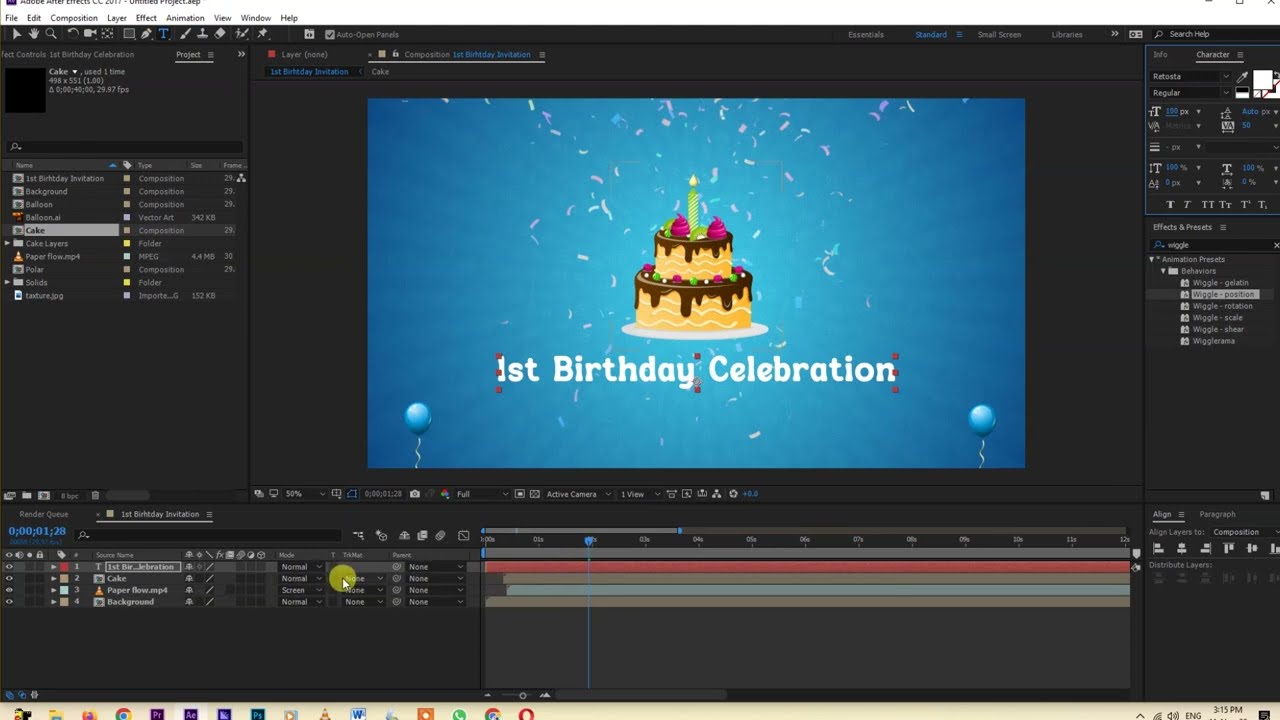 First Birthday Video Invitation | 1st Birthday Invitation Video Template | Aftereffect tutorials