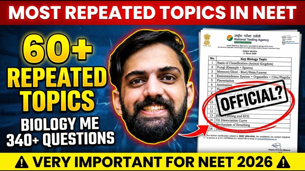 Most Important Topics of Biology for NEET 2026 | NEET Important Questions 2026 Biology | NEET Update