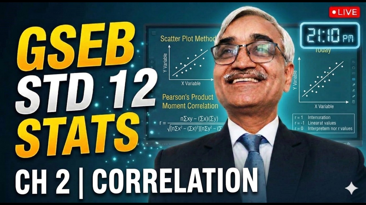 Std 12th Statistics: Correlation  | Part 1 Chapter 2 | Live Revision including Sec A & B