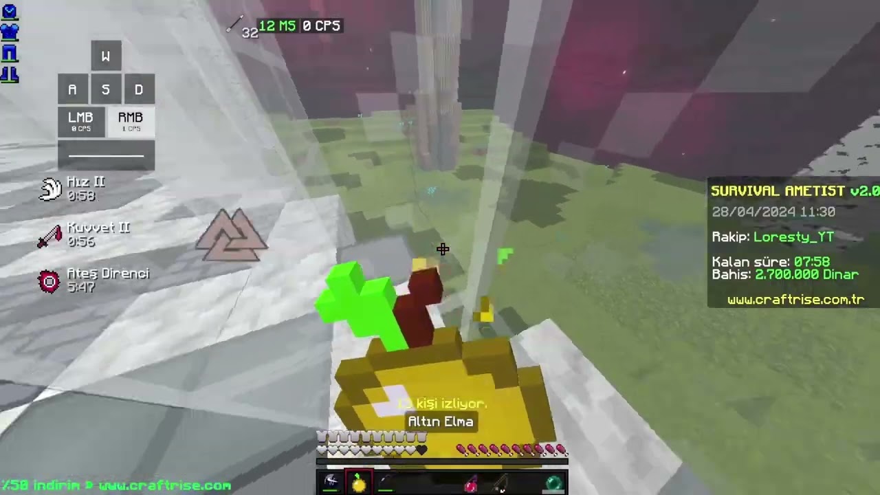 2X PARALI DUEL YIRTMA PVP!! CRAFTRİSE SURVİVAL AMETİST