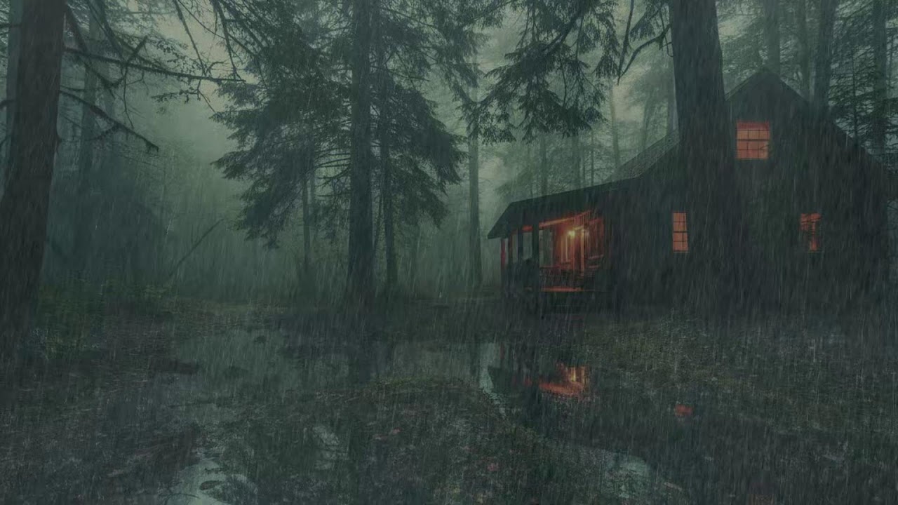 Forest Cabin in the Rain at Night | Deep Sleep Ambience