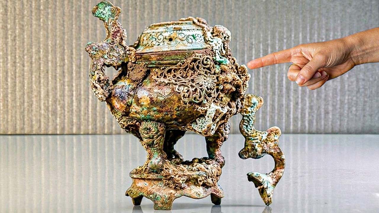 Restoration of an Abandoned 1780 Chinese Antique Incense Pot Found in an Ancient Mine