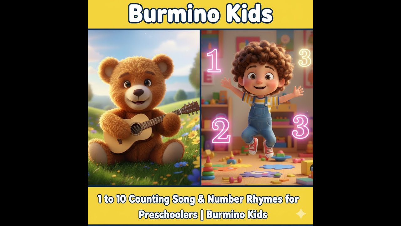 1 to 10 Counting Song & Number Rhymes for Preschoolers | Burmino Kids