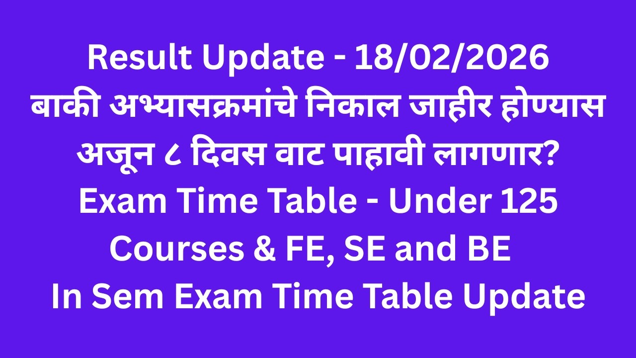 SPPU - Winter Exam - Result Update & 125 Courses Exam Time Table - In Sem Exam Time Table Update