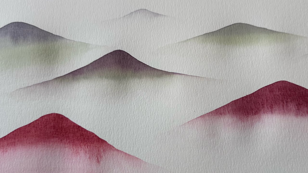 Full-length tutorial, fading out mountains. #watercolor #mountains 