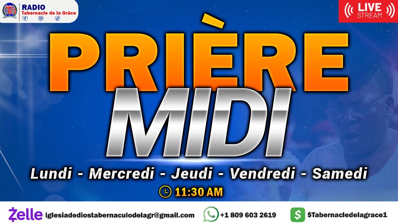 PRIÈRE MIDI - MOMENT  DE  GRÂCE - @SourcedelaGrace -  RADIO TABERNACLE DE LA GRACE, 04 FEVRIER  2026