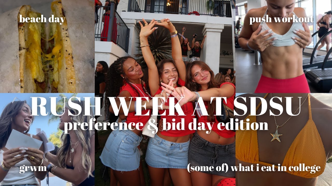 RUSHING AT SDSU (pt 2): PREFERENCE & BID DAY + my push workout, beach day & more!!