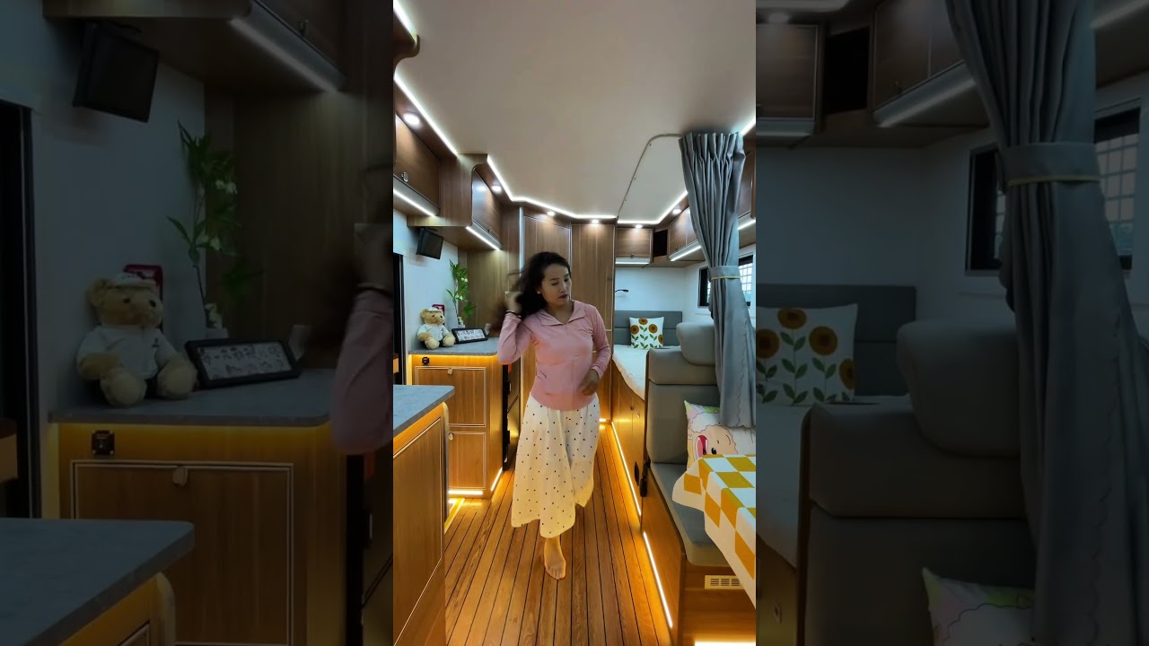 Heavy rain, the little girl's RV life, listening to the sound of rain is so comfortable #travel