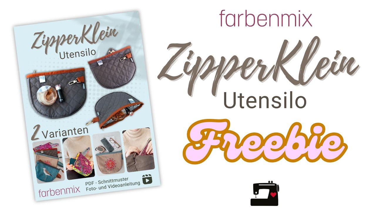 ZipperKlein - Utensilo nähen, Tutorial, Nähanleitung von farbenmix mit gratis Schnittmuster
